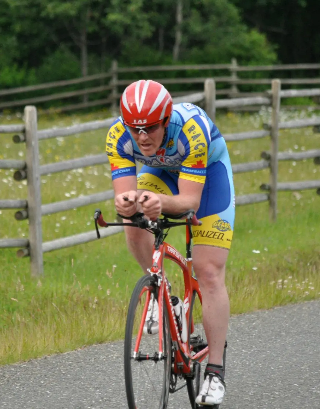 John aero John in the aero position on his TT bike